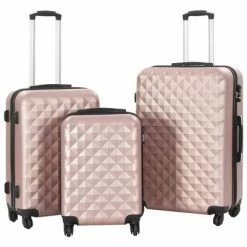 VidaXL Valise rigide 3 pcs Doré rose ABS
