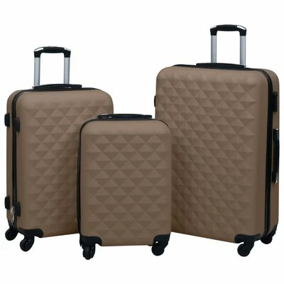 VidaXL Ensemble de valises rigides 3 pcs Marron ABS 1 VidaXL Ensemble de valises rigides 3 pcs Marron ABS