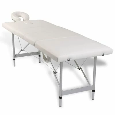 VidaXL Table pliable de massage Blanc crème 4 zones au cadre aluminium 2 VidaXL Table pliable de massage Blanc crème 4 zones au cadre aluminium – Image 2