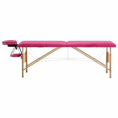 VidaXL Table de massage pliable 2 zones Bois Rose 2 VidaXL Table de massage pliable 2 zones Bois Rose – Image 2