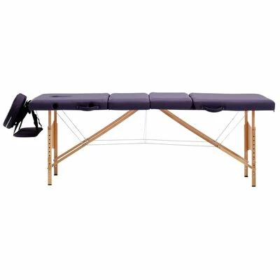 VidaXL Table de massage pliable 4 zones Bois Violet 2 VidaXL Table de massage pliable 4 zones Bois Violet – Image 2