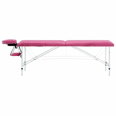 VidaXL Table de massage pliable 2 zones Aluminium Rose 2 VidaXL Table de massage pliable 2 zones Aluminium Rose – Image 2