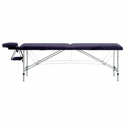 VidaXL Table de massage pliable 2 zones Aluminium Violet 2 VidaXL Table de massage pliable 2 zones Aluminium Violet – Image 2