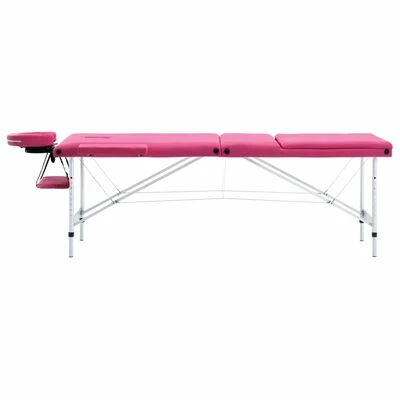 VidaXL Table de massage pliable 3 zones Aluminium Rose 2 VidaXL Table de massage pliable 3 zones Aluminium Rose – Image 2
