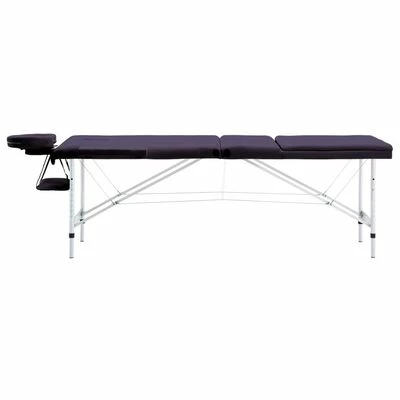 VidaXL Table de massage pliable 3 zones Aluminium Violet 2 VidaXL Table de massage pliable 3 zones Aluminium Violet – Image 2