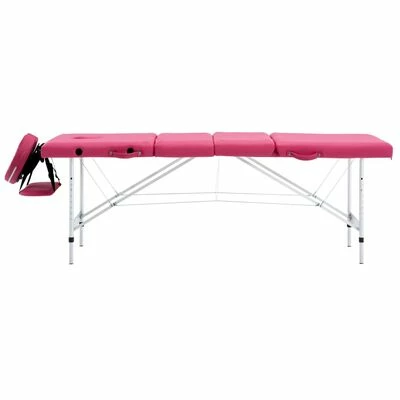 VidaXL Table de massage pliable 4 zones Aluminium Rose 2 VidaXL Table de massage pliable 4 zones Aluminium Rose – Image 2