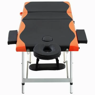 VidaXL Table de massage pliable 3 zones Aluminium Noir et orange 2 VidaXL Table de massage pliable 3 zones Aluminium Noir et orange – Image 2