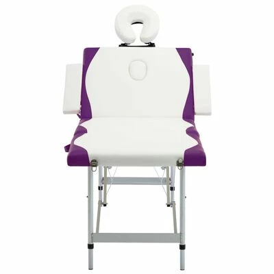 VidaXL Table de massage pliable 4 zones Aluminium Blanc et violet 2 VidaXL Table de massage pliable 4 zones Aluminium Blanc et violet – Image 2