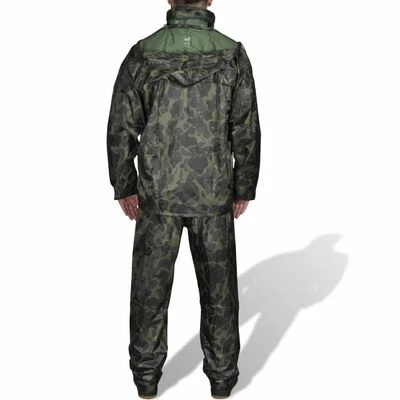 VidaXL Combinaison de pluie avec capuche 2 pcs Hommes Camouflage M 2 VidaXL Combinaison de pluie avec capuche 2 pcs Hommes Camouflage M – Image 2