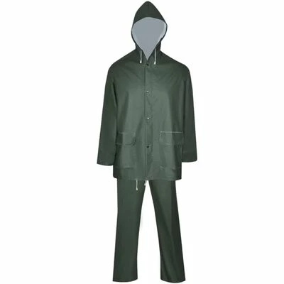 VidaXL Combinaison de pluie imperméable 2 pcs avec capuche Vert L 2 VidaXL Combinaison de pluie imperméable 2 pcs avec capuche Vert L – Image 2