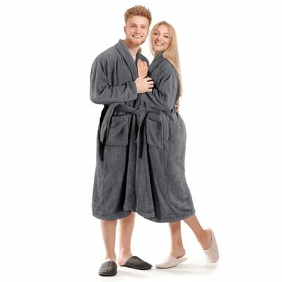 VidaXL Peignoir unisexe Terry 100 % Coton Anthracite S 2 VidaXL Peignoir unisexe Terry 100 % Coton Anthracite S – Image 2