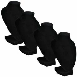Présentoir buste d'exposition pour colliers en flanelle 4 pcs