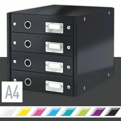 Leitz Armoire à tiroirs WOW Noir 4 tiroirs 2 Leitz Armoire à tiroirs WOW Noir 4 tiroirs – Image 2