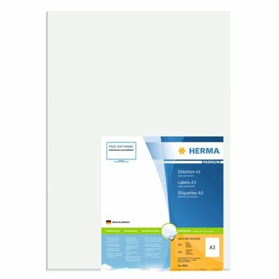 HERMA Étiquettes permanentes PREMIUM A3 297x420 mm 100 Feuilles 2 HERMA Étiquettes permanentes PREMIUM A3 297x420 mm 100 Feuilles – Image 2