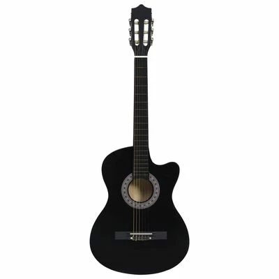 VidaXL Guitare découpée classique occidentale avec 6 cordes Noir 38" 2 VidaXL Guitare découpée classique occidentale avec 6 cordes Noir 38" – Image 2