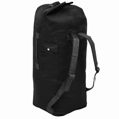 VidaXL Sac de sport en style militaire 85 L Noir 2 VidaXL Sac de sport en style militaire 85 L Noir – Image 2