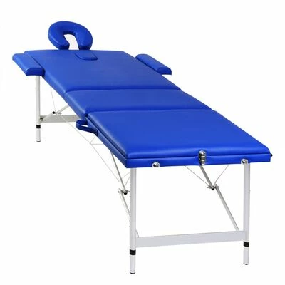 VidaXL Table pliable de massage Bleu 3 zones avec cadre en aluminium 3 VidaXL Table pliable de massage Bleu 3 zones avec cadre en aluminium – Image 3