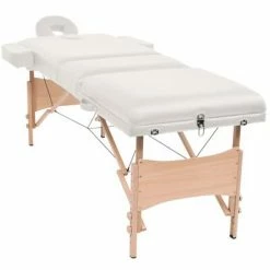 VidaXL Table de massage pliable à 3 zones 10 cm d'épaisseur Blanc -Autres Soldes image 3 110152
