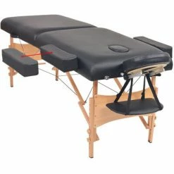 VidaXL Table de massage pliable et tabouret 10 cm d'épaisseur Noir -Autres Soldes image 3 110155