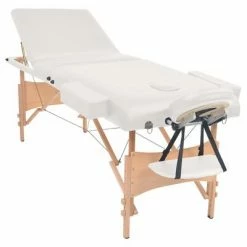 VidaXL Table de massage pliable et tabouret 10 cm d'épaisseur Blanc -Autres Soldes image 3 110156