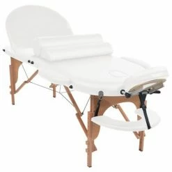 VidaXL Table de massage pliable 4 cm d'épaisseur et 2 traversins Blanc -Autres Soldes image 3 110158