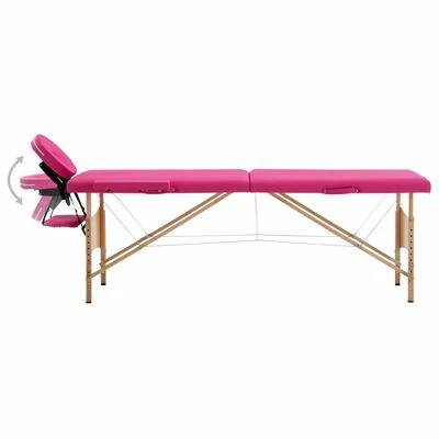 VidaXL Table de massage pliable 2 zones Bois Rose 3 VidaXL Table de massage pliable 2 zones Bois Rose – Image 3