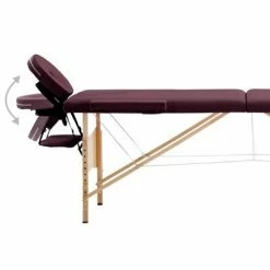 VidaXL Table de massage pliable 2 zones Bois Violet vin 8 VidaXL Table de massage pliable 2 zones Bois Violet vin -Autres Soldes image 3 110187