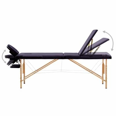 VidaXL Table de massage pliable 3 zones Bois Violet 3 VidaXL Table de massage pliable 3 zones Bois Violet – Image 3