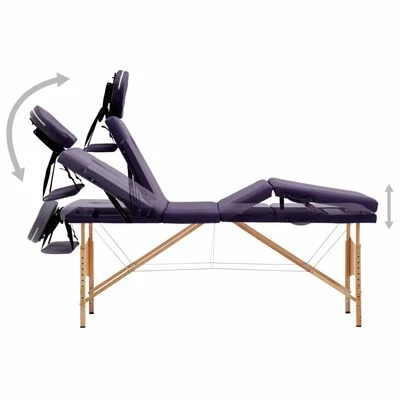 VidaXL Table de massage pliable 4 zones Bois Violet 3 VidaXL Table de massage pliable 4 zones Bois Violet – Image 3