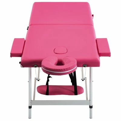 VidaXL Table de massage pliable 2 zones Aluminium Rose 3 VidaXL Table de massage pliable 2 zones Aluminium Rose – Image 3