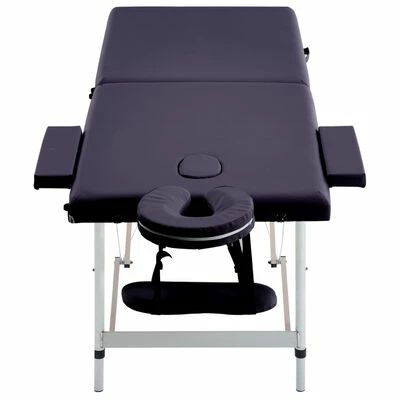 VidaXL Table de massage pliable 2 zones Aluminium Violet 3 VidaXL Table de massage pliable 2 zones Aluminium Violet – Image 3