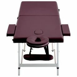 VidaXL Table de massage pliable 2 zones Aluminium Violet vin -Autres Soldes image 3 110196