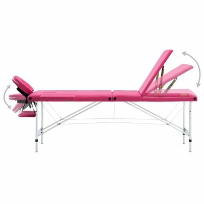VidaXL Table de massage pliable 3 zones Aluminium Rose 3 VidaXL Table de massage pliable 3 zones Aluminium Rose – Image 3