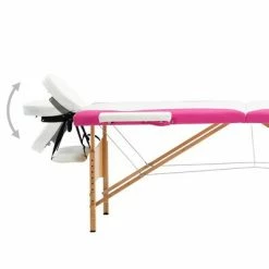 VidaXL Table de massage pliable 2 zones Bois Blanc et rose -Autres Soldes image 3 110210