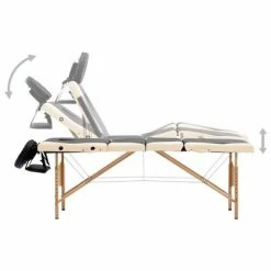 VidaXL Table de massage pliable 4 zones Bois Noir et beige -Autres Soldes image 3 110221