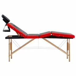VidaXL Table de massage pliable 4 zones Bois Noir et rouge -Autres Soldes image 3 110222