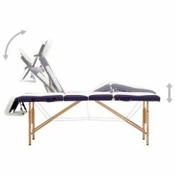 VidaXL Table de massage pliable 4 zones Bois Blanc et violet -Autres Soldes image 3 110225