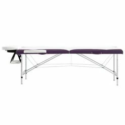 VidaXL Table de massage pliable 2 zones Aluminium Blanc et violet -Autres Soldes image 3 110233