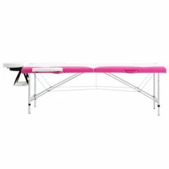 VidaXL Table de massage pliable 2 zones Aluminium Blanc et rose -Autres Soldes image 3 110234