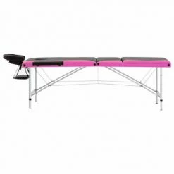 VidaXL Table de massage pliable 3 zones Aluminium Noir et rose -Autres Soldes image 3 110240