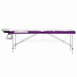VidaXL Table de massage pliable 3 zones Aluminium Blanc et violet -Autres Soldes image 3 110241