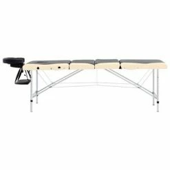 VidaXL Table de massage pliable 4 zones Aluminium Noir et beige -Autres Soldes image 3 110245