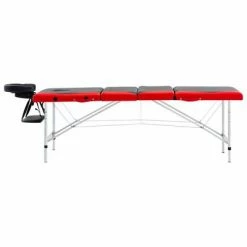 VidaXL Table de massage pliable 4 zones Aluminium Noir et rouge -Autres Soldes image 3 110246