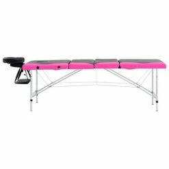 VidaXL Table de massage pliable 4 zones Aluminium Noir et rose -Autres Soldes image 3 110248