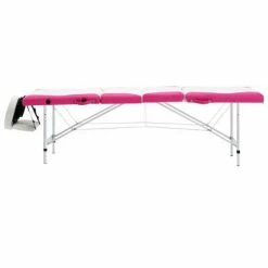 VidaXL Table de massage pliable 4 zones Aluminium Blanc et rose -Autres Soldes image 3 110250