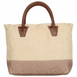 VidaXL Sac a provisions Beige 32x10x37,5 cm Toile et cuir véritable -Autres Soldes image 3 247772