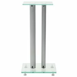 VidaXL Support haut-parleur 2pc Verre trempé Design 2 colonnes Argenté -Autres Soldes image 3 50674