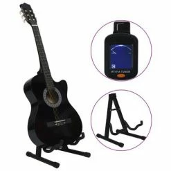 VidaXL Ensemble de guitare découpée classique 12 pcs 6 cordes Noir 38" -Autres Soldes image 3 70133