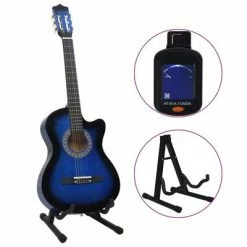 VidaXL Ensemble de guitare découpée classique 12 pcs 6 cordes Bleu 38" -Autres Soldes image 3 70135