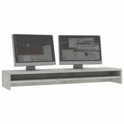 VidaXL Support de moniteur Gris béton 100 x 24 x 13 cm Aggloméré -Autres Soldes image 3 800337